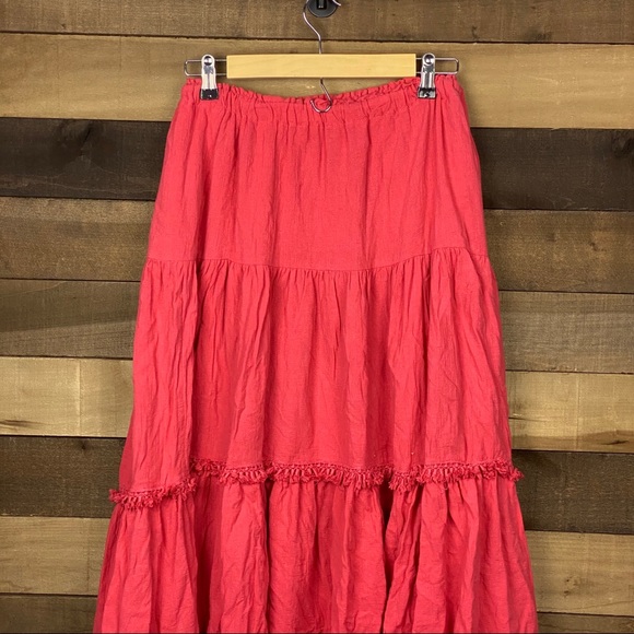 Free People Women’s Flowy Red Maxi Skirt - Picture 3 of 6